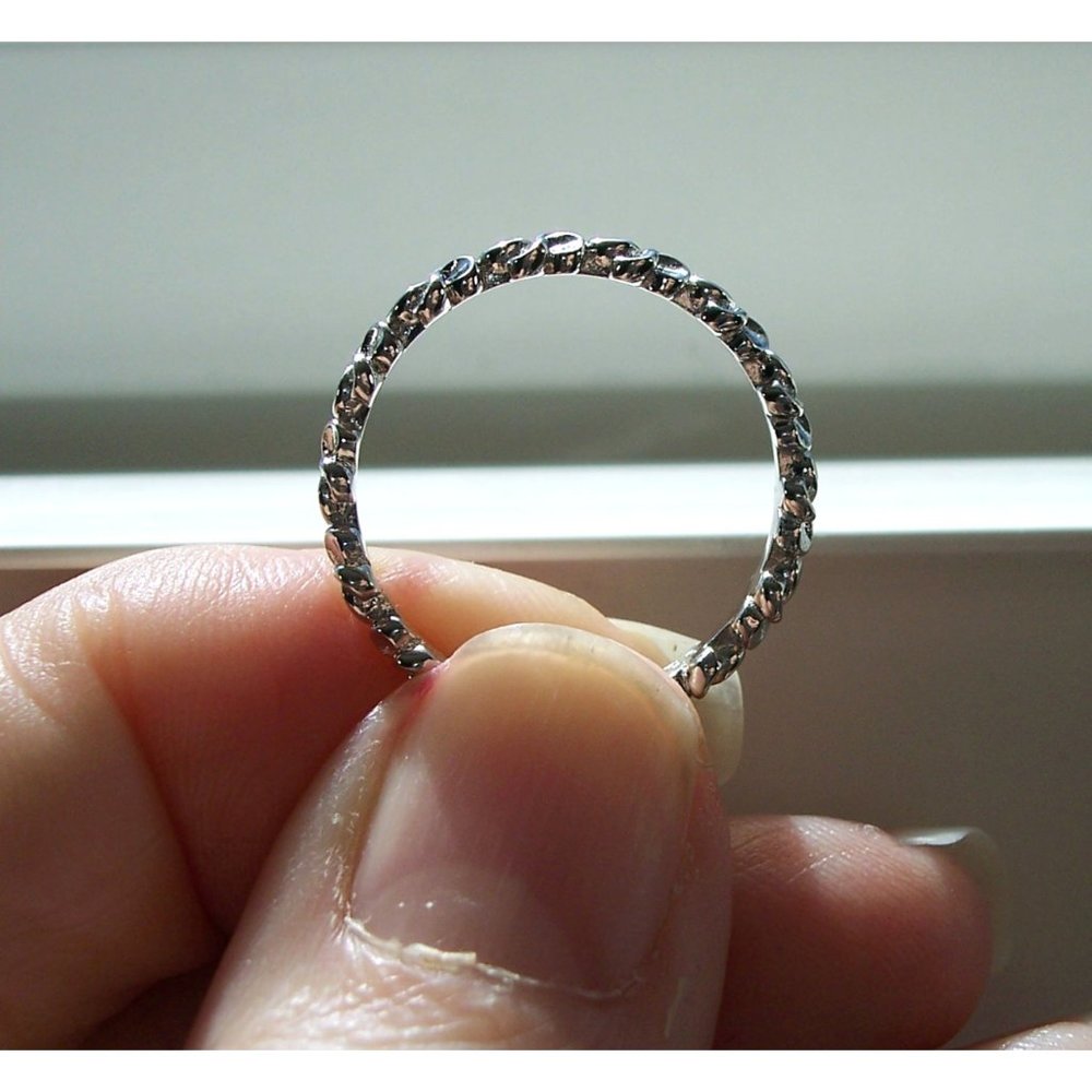Hawaiian Plumeria Flower Eternity Band Ring 4.2 mm 925 Sterling Silver - Picture 8 of 16